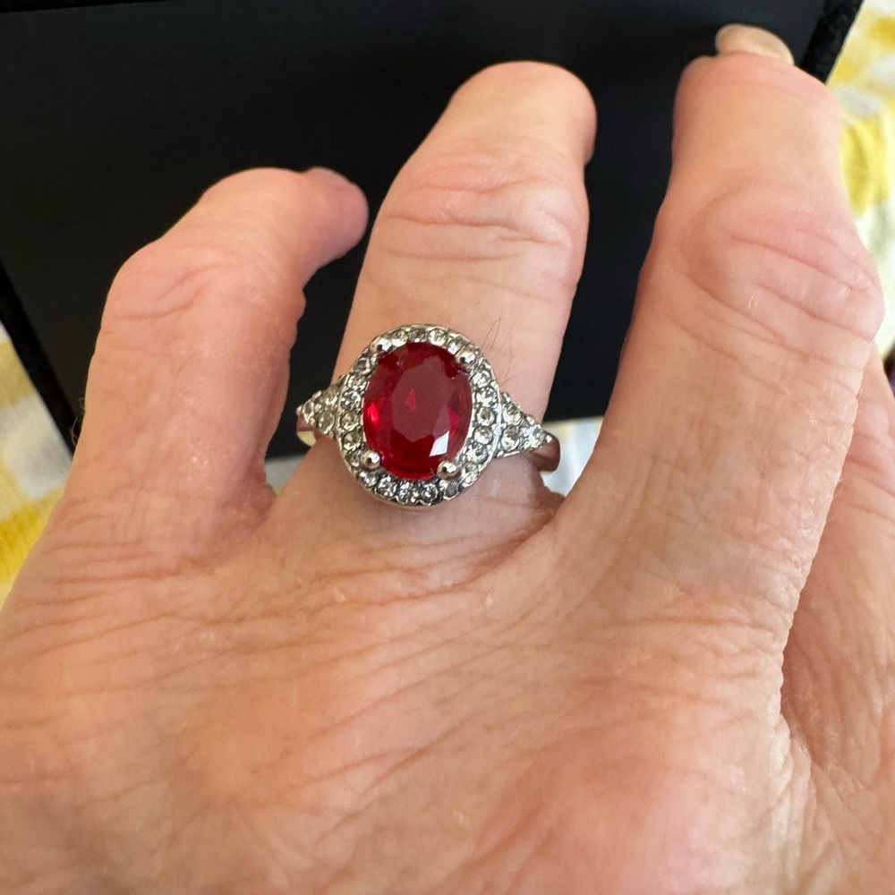 NEW red  CZ ladies ring size 7